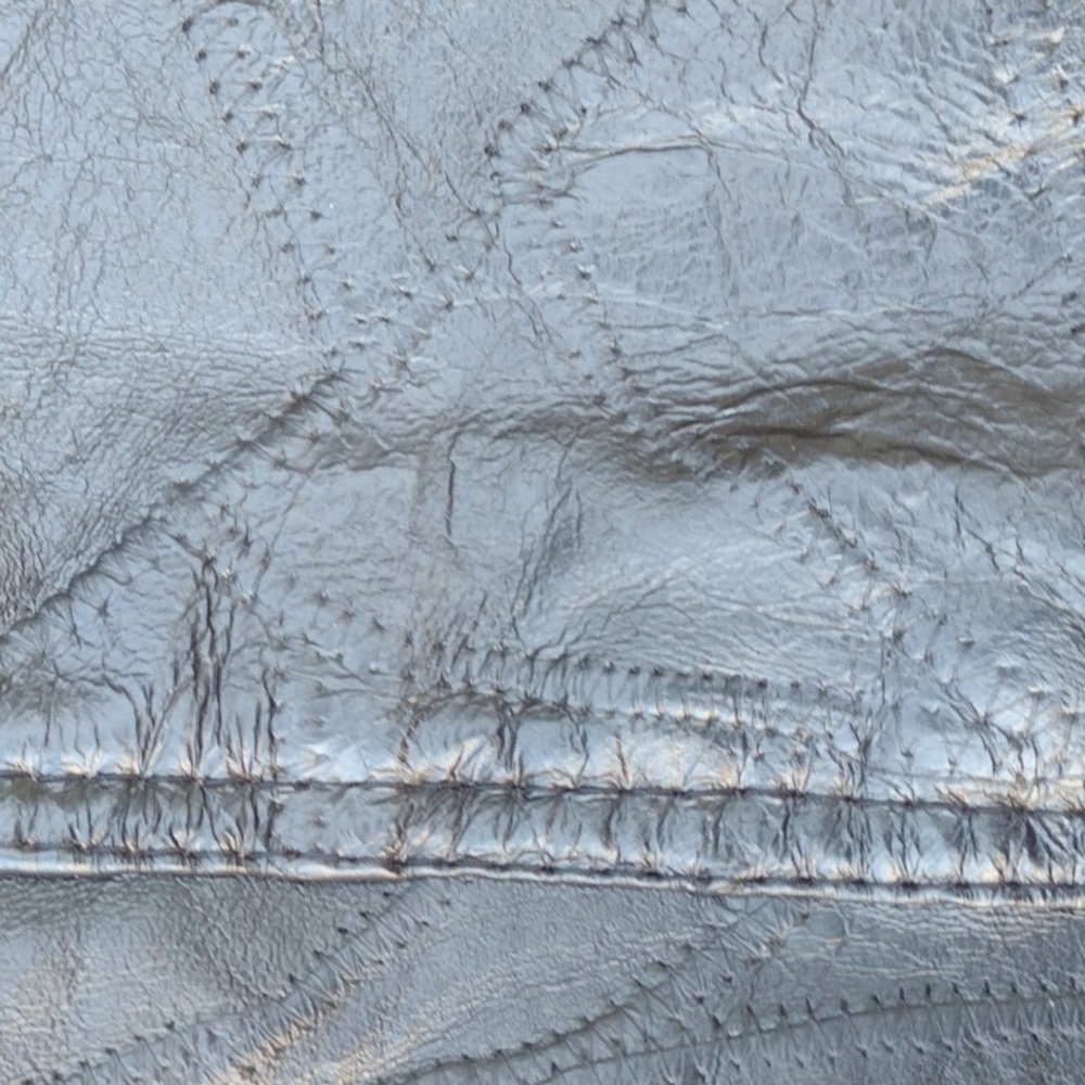 Black Patchwork Leather Button-Up Jacket L - image 4